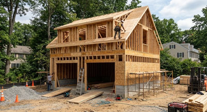 Two Story Garage Construction in Houston, TX
